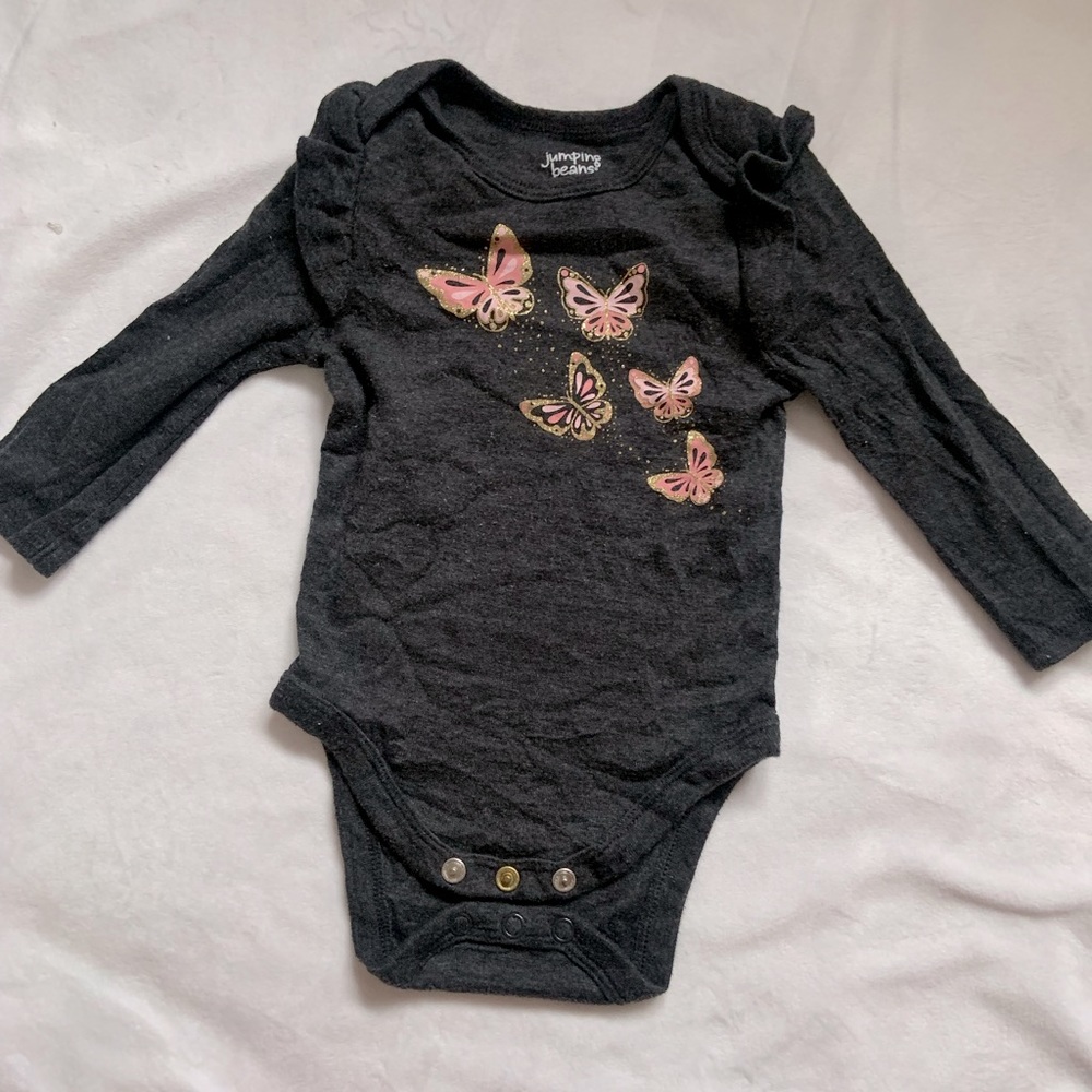 Jumping beans baby girl butterfly design onesie 6 months